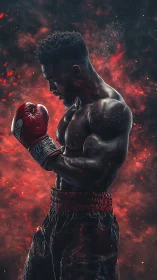 Inferno Boxer Ignites: Crimson Power Unleashed in Flames.