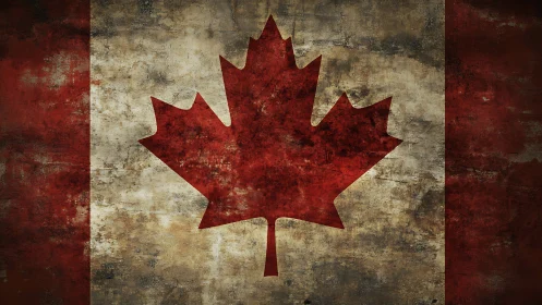 Weathered Canadian flag celebrates enduring maple leaf pride