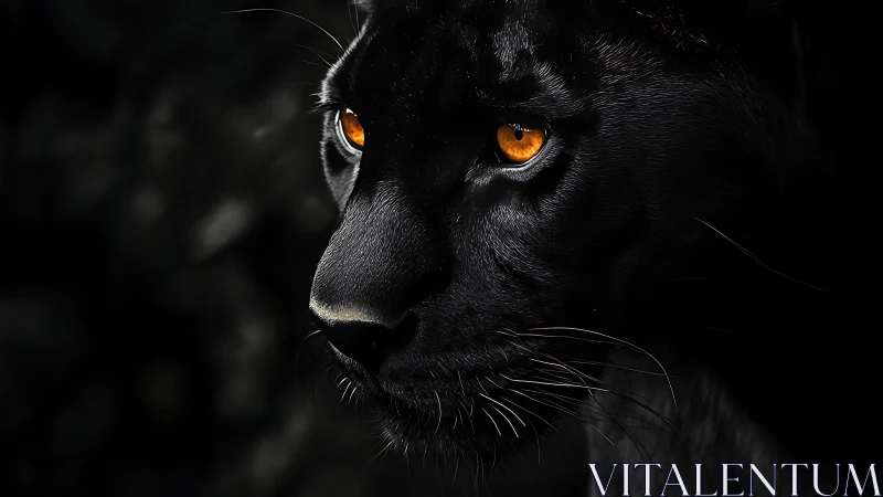 Obsidian gaze pierces darkness with molten amber fire