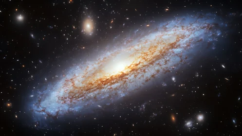 Star-swirled galaxy drifts like cosmic ember in deep night