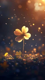 Macro illumination study of clover bloom in volumetric dusk field.