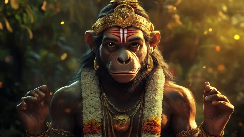 Divine monkey deity rendered in warm cinematic lighting