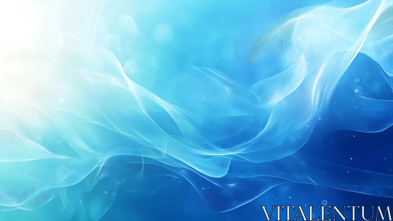 Abstract flowing blue waves with light effects in digital art.