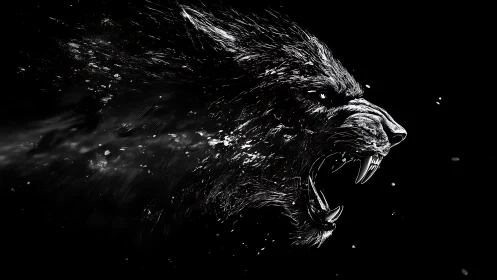 Ferocious black panther rendered in explosive monochrome motion.