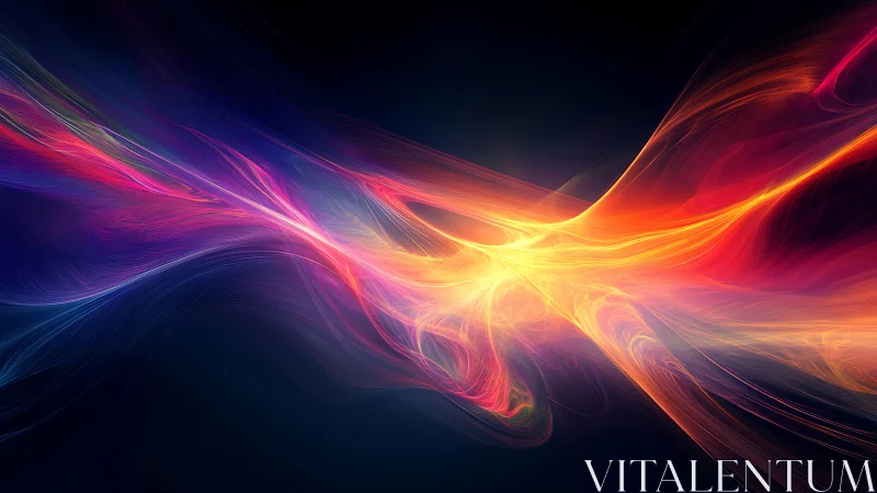 Abstract multicolored light streams on dark gradient field.