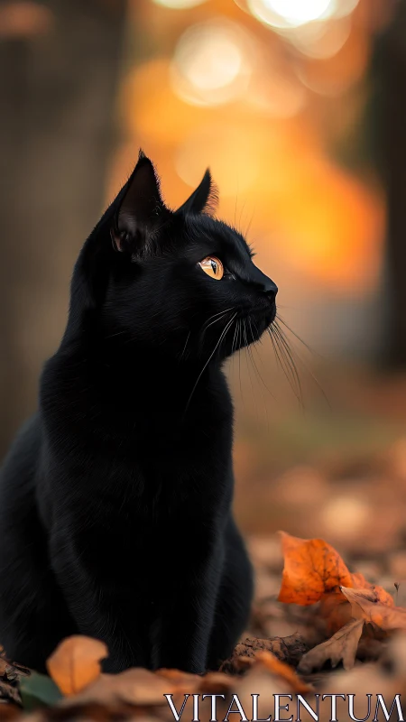 Black Cat's Golden Hour Reflection.