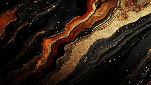 Molten gold rivers flowing through obsidian darkness.