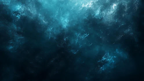 Deep ocean water abstract with glowing blue highlights, digital art.