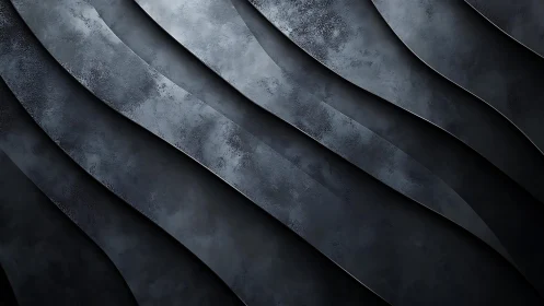Dark metallic abstract waves with textured surface background.