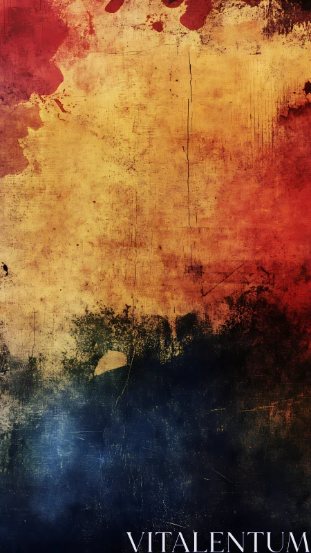 Textured grunge gradient with red, ochre and deep blue fields