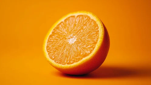 Photorealistic citrus study with monochrome orange ground.