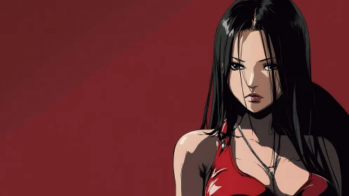 Crimson silence sharpens the gaze of a steel‑nerved heroine