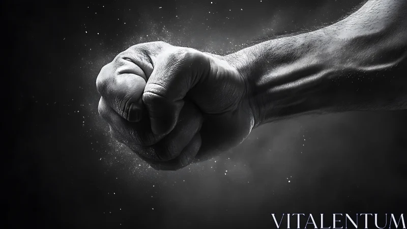 Clenched Cosmos: Power Crystallized in Monochrome.