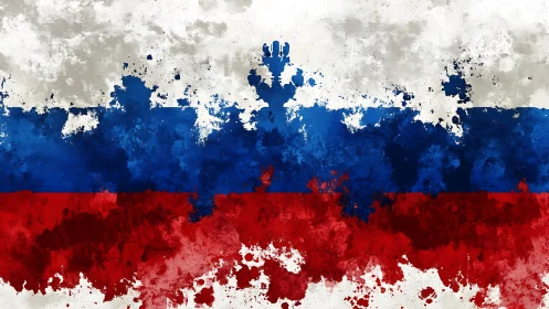 Paint-splattered tricolor flag design conveys bold energy