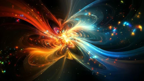 Fractal energy nebula with radiating chromatic light flows.