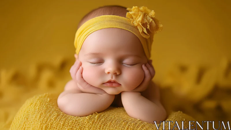 Precious Baby Girl Rests Peacefully in Sunshine Yellow