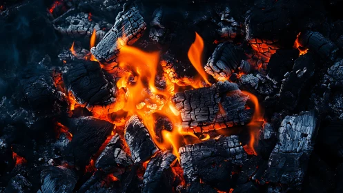 Dancing Flames: Nature's Fiery Heart Comes Alive.