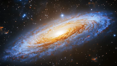 Starlit spiral galaxy swirling through ember and ice. Period.