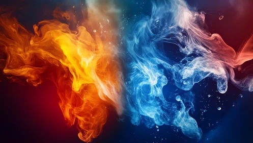 Fire and Ice Collide in Mesmerizing Elemental Dance.
