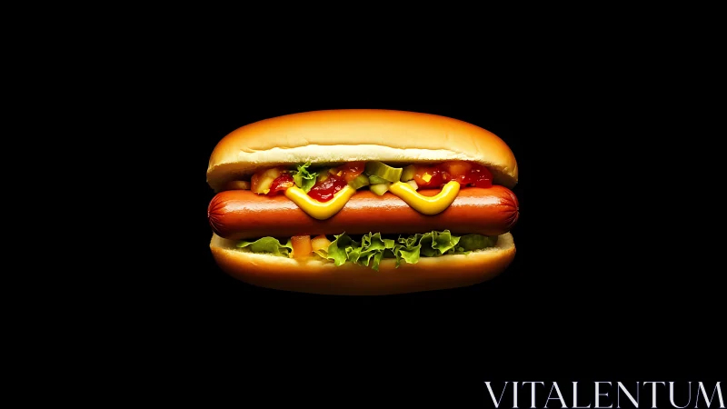 Isolated hot dog with directional lighting and high contrast rendering