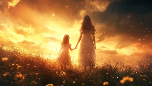 Sunlit meadow guardians step into a glowing dream horizon.