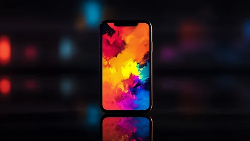 Premium Smartphone Displaying Vibrant Gradient Wallpaper Design