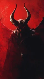 Horned shadow monarch rising in a furnace-red veil.