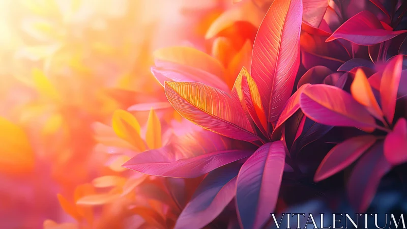 Digital foliage composition renders vivid gradient lighting
