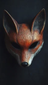 Fox mask in dramatic chiaroscuro lighting reveals sculpted detail