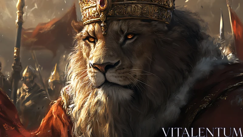 Regal armored lion king rendered in cinematic fantasy detail
