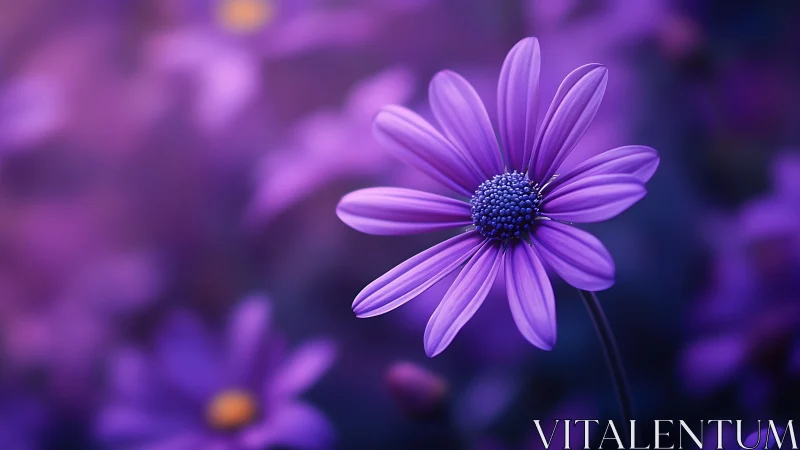 Purple Daisy with Textured Center in Soft Focus.