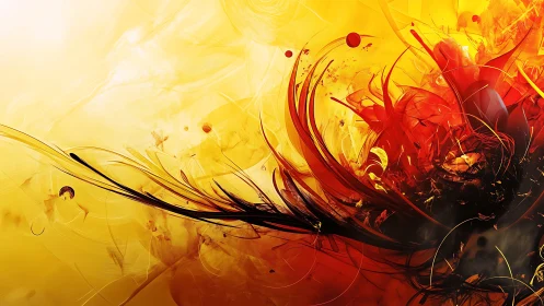 Abstract digital flames sweep across yellow to red field