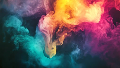 Chromatic smoke nebula swirling in radiant dreamlike waves.