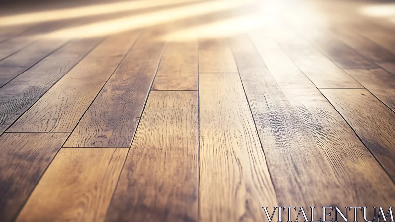 Sunlit oak floorboards capture shallow‑focus tonal depth