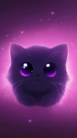 Luminescent Feline Guardian: Enchanted Cat in Violet Radiance.