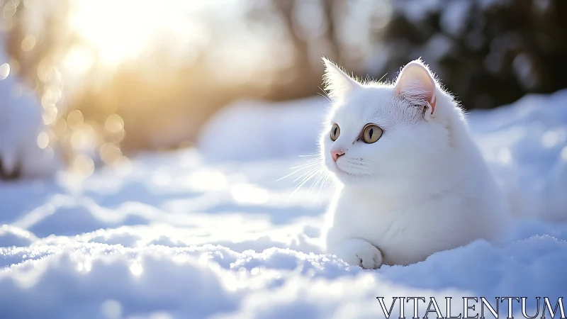 Frost-Kissed Feline: A Winter's Ethereal Gaze.