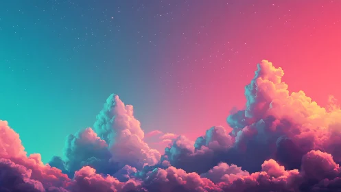 Cotton-candy thunderheads quietly rehearse a cosmic sunrise