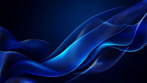 Abstract blue digital waveforms on dark gradient background.