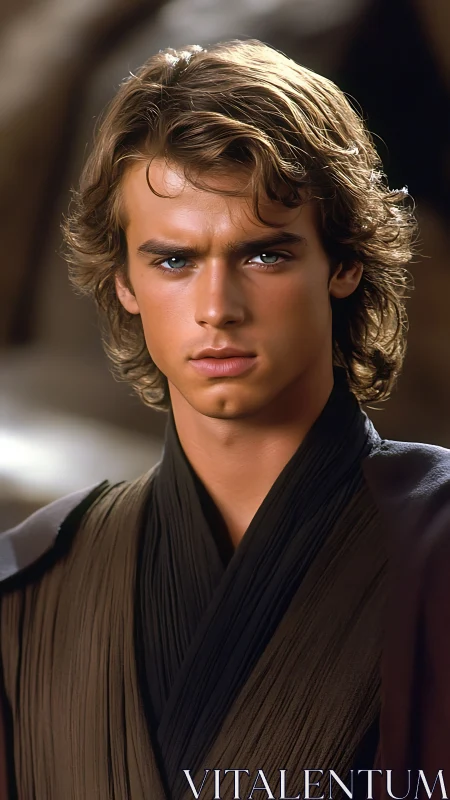 Young sci fi warrior portrait in cinematic robes.