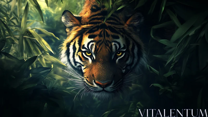 Jungle shadows part to reveal a tiger forged from midnight