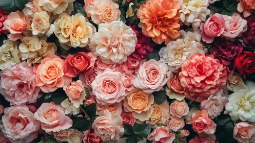 Chromatic Density of Hybrid Tea Roses and Garden Cultivars Arranged in Layered Composition.