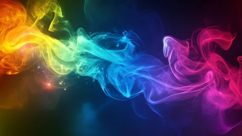 Colorful swirling nebula of rainbow light in motion.