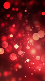 Red bokeh field with luminous circles on blurred gradient ground.