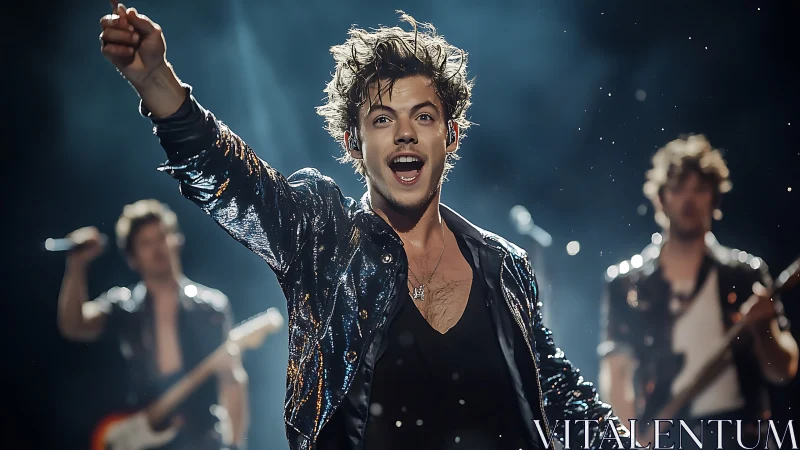 Male vocalist performs on stage under bright concert lighting