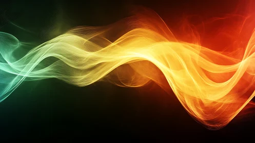 Glowing waves of color dance across a deep, dark backdrop