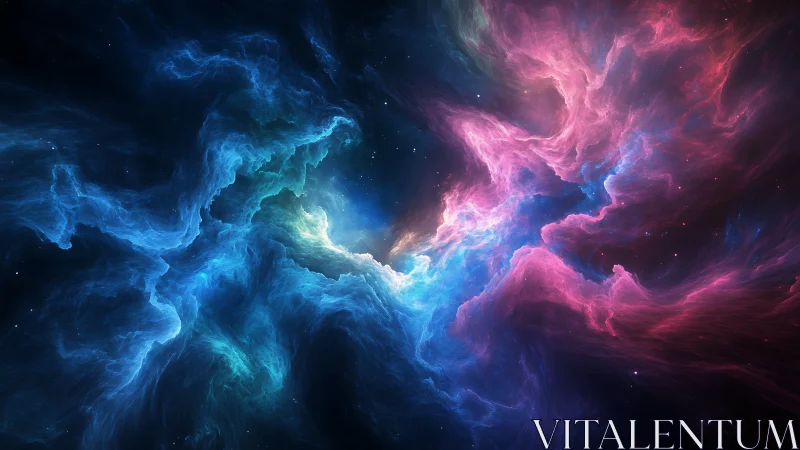 Bipolar interstellar nebula cloud with opposing color plasma arcs