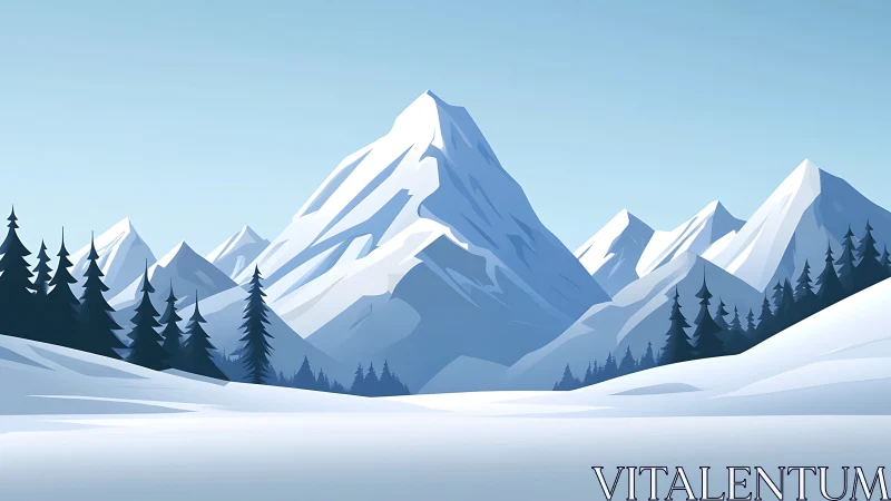 Silent alpine giant stretches skyward above crisp blue snows