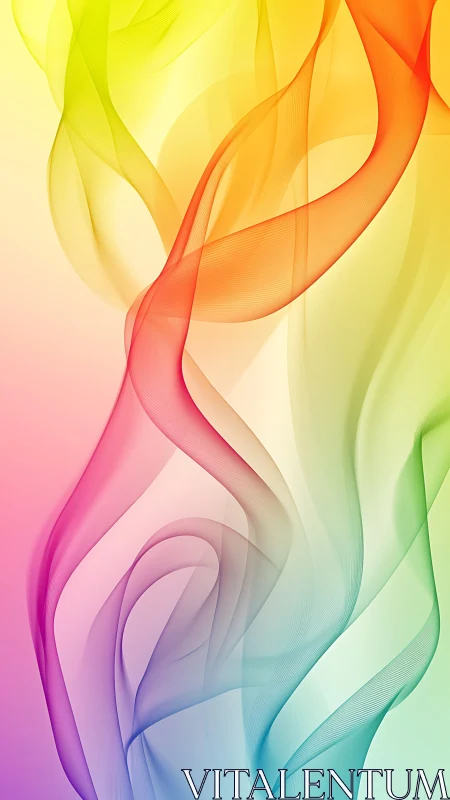 Multicolor translucent ribbon waves on soft gradient field