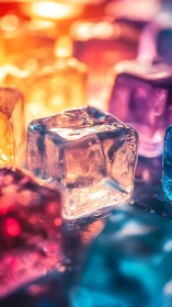 Colored ice cubes are illuminated by mixed light sources