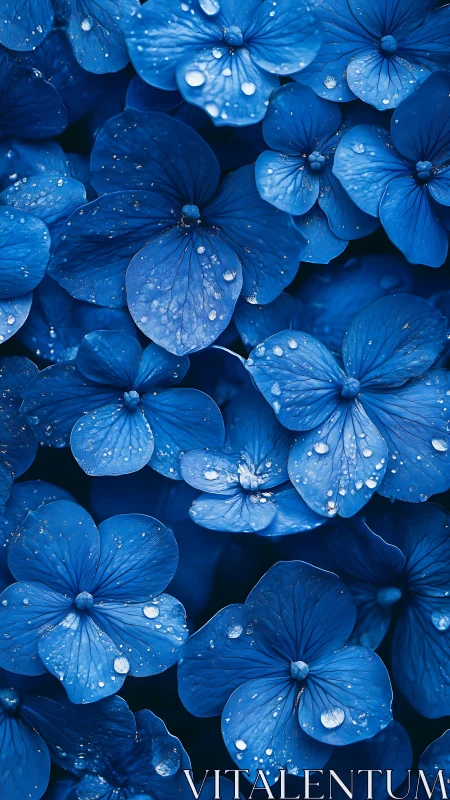 Hydrangea Petals Under Hydrophobic Surface Tension Examination.